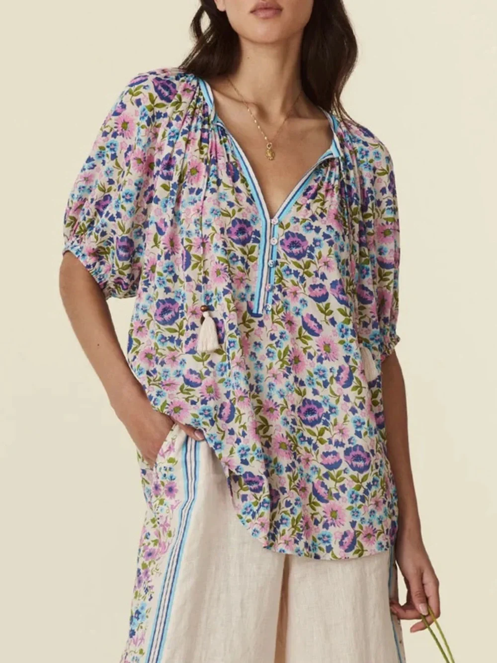 Spell Floral Impala Lily Short Sleeve Blouse